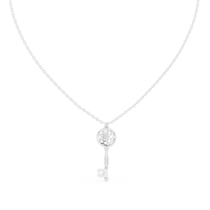 UNIQUE KEY LAB GROWN BRILLIANT CUT DIAMOND <b>PENDANT</b> SET 18KT <b>SOLID</b> WHITE <b>GOLD</b> RHODIUM PLATED ENGAGEMENT PARTY VALENTINE GIFT - Product Image 2