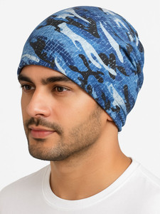 New Custom Printed Designs Unisex <b>Blue</b> Camouflage <b>Beanie</b> 100% Polyester Outdoor Casual Hat Heat Transfer Print Custom Sizes - Product Image 2