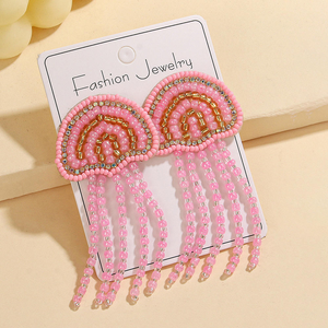 ต่างหูพู่ประดับเปลือกหอยรูปแมงกะพรุนสีชมพูสไตล์ทะเลฤดูร้อน งานฝีมือจาก MD HANDICRAFTS - Product Image 4