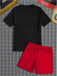 Ensemble de survêtements décontractés pour hommes : T-shirts amples à manches courtes et col rond avec motif numérique et shorts - Product Image 3