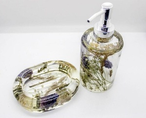 ILAHI's Sky <b>Blue</b> Luxury Acrylic Resin Three-piece Modern Portable <b>Bathroom</b> Set Flower Design Home <b>Accessories</b> Uttar Pradesh - Product Image 4