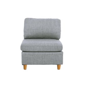 Sedia Senza Braccioli Dorris in Tessuto Grigio Chiaro con Gambe in Legno per Soggiorno, 1 Pezzo con Cuscino - Product Image 3