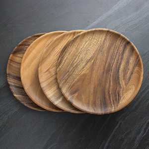 Planche de service ronde en bois d'acacia naturel, plateau de service alimentaire en bois, planche à charcuterie, plateau à fromage, assiette de dîner, cuisine - Product Image 1