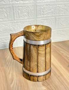 Handmade Solid <b>Wood</b> Classic Beer Tankard <b>Tea</b> Mug with Handgrip Dishwasher & Microwave Safe Gift <b>Box</b> Packaging - Product Image 2