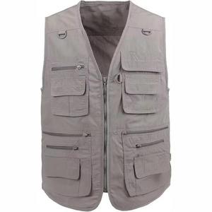 Chaleco Utilitario Gris con Múltiples Bolsillos y Cierre de Cremallera para Trabajo - Product Image 5
