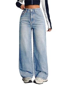Jeans Anchos de Cintura Alta Elásticos de Mezclilla para Mujer - Product Image 5