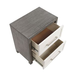 Comodino con Due Cassetti in Finitura Avorio e Grigio, Arredamento per Camera da Letto - Product Image 5