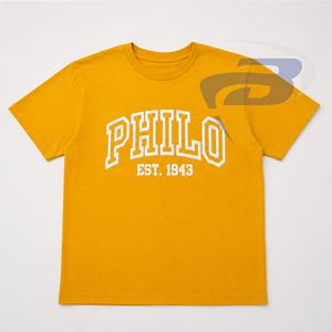 T-shirt de la sororité Philo Affiliates, design avec lettres grecques, pour membres de la sororité, jaune et blanc, 100% coton respirant - Product Image 3