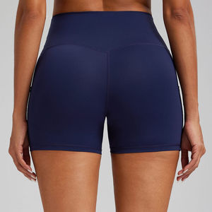 Women's High Waist Navy Blue Seamless <b>Yoga</b> <b>Shorts</b> with Pockets Tummy Control Athletic Gym Workout <b>Shorts</b> - Product Image 3