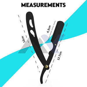 มีดโกนหนวดคุณภาพพรีเมียม สีดำ สำหรับช่างตัดผม ทำจากสแตนเลสอย่างดี ใช้โกนขนบนใบหน้า มีดโกนตรง  รับทำโลโก้ตามสั่ง - Product Image 4