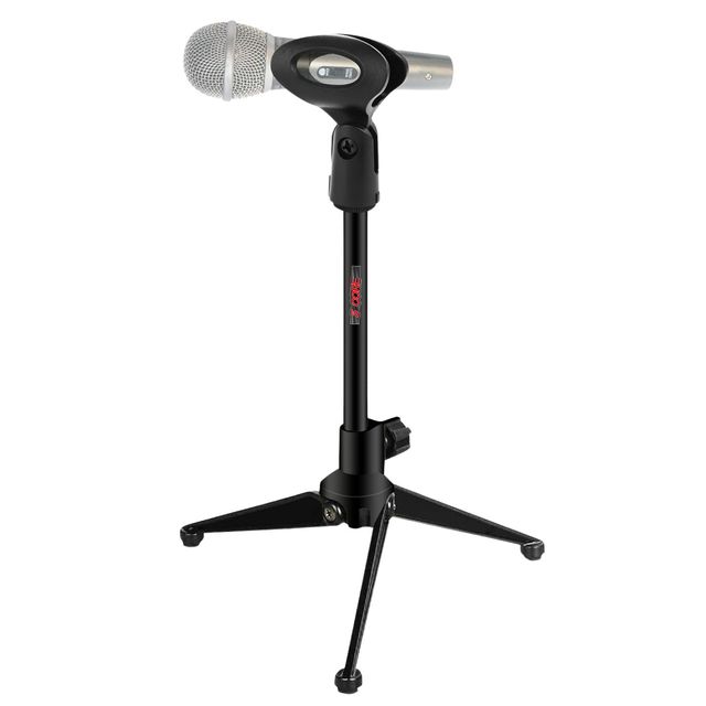 Height Adjustable Black Metal Tripod Desk Microphone Stand Portable Foldable Desktop Accessories