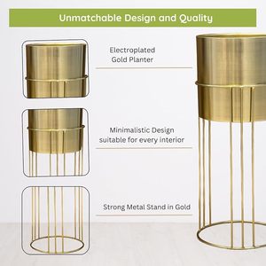 Soporte de Metal Dorado para Plantas con Porta Macetas, Moderno y Lujoso, para Interiores, para el Hogar - Product Image 3