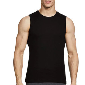 Men's <b>Black</b> Sleeveless Tank Top Solid Color Slim Fit Breathable Quick Dry Lightweight Cotton Knitted Casual Winter Wear - Product Image 5