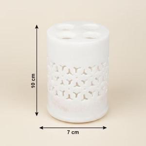 Ensemble de salle de bain en marbre blanc artisanal : distributeur de savon, porte-brosse à dents, gobelet, porte-savon, décoration de luxe pour la salle de bain - Product Image 3