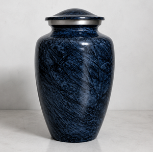 Urna Funeraria de Esmalte Personalizable Estilo Americano en Color Azul Piedra y Plateado con Adhesivo para Foto Conmemorativa para Cenizas Humanas - Product Image 6