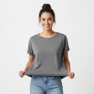 Camiseta de algodón de manga corta para mujer, 100% algodón, alta calidad, impresión personalizada, talla grande, precio económico, camisetas de mujer en tendencia - Product Image 4