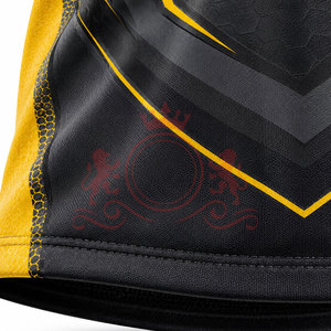 Maillot de football géométrique noir et jaune pour homme, manches courtes, col rond, polyester respirant, coupe athlétique, toutes saisons - Product Image 6