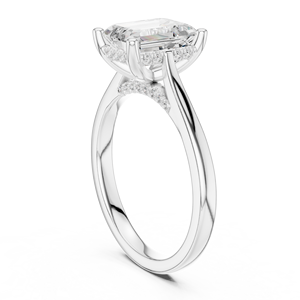 Anillo de Compromiso con Corte Esmeralda y Corte Brillante Redondo, Banda de Diamantes en Oro Amarillo de 18K, Joyería de Oro Blanco de 14K, Anillo para Mujer, Aniversario - Product Image 2