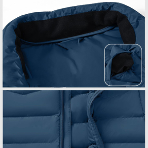 Chaleco Acolchado Azul Marino para Hombre, Ligero, con Cuello Alto, Cierre de Cremallera, Relleno de Algodón, Ecológico, de Secado Rápido, Cortavientos, Sin Mangas, para Invierno - Product Image 4