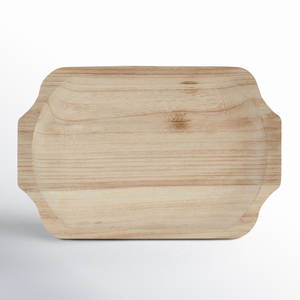 Bandeja octogonal de madera al por mayor, hecha de madera de acacia con bordes elevados y asas integradas. - Product Image 4