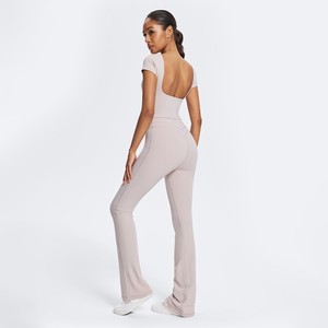 Conjunto de Yoga de 2 Piezas: Top Corto Rosa con Cuello Halter y Cierre de Cremallera, Leggings de Cintura Alta y Spandex de Longitud Completa, Sin Costuras, Elástico en 4 Direcciones, Transpirable - Product Image 3