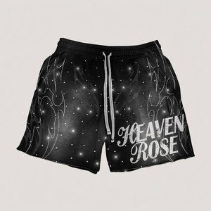 Ensemble 2 pièces streetwear homme : T-shirt court oversize et short, motif graphique vintage grunge, ourlet déchiré, strass, vente en gros - Product Image 5