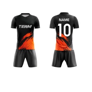 ชุดเสื้อฟุตบอลผู้ชายสั่งทำพิเศษ สีดำส้ม แบบซับลิเมชั่น คอกลม แขนสั้น ระบายเหงื่อได้ดี ทรงแอธเลติก เหมาะกับทุกฤดูกาล - Product Image 6