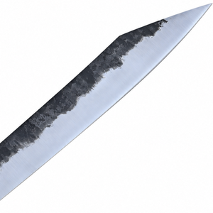 Couteau de boucher forgé à la main avec manche en bois brun foncé, lame argentée et finition martelée noire pour la découpe de viande - Product Image 4