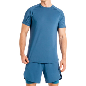 Ensemble d'entraînement de course pour hommes, décontracté, en tissu éponge respirant, été, gym, fitness, 2 pièces, 100% coton, léger/éco-responsable, logo personnalisé - Product Image 1