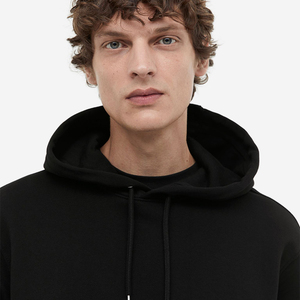 Sweat-shirts à capuche oversize unisexe, mode, couleur unie rouge, noir, gris, automne-hiver, polaire, logo sur le devant, poche sur la hanche, 100% coton - Product Image 5