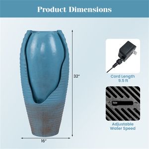 น้ำพุกลางแจ้งขนาด 16 นิ้ว x 32 นิ้ว รูปทรงขวดแตก ประดับไฟ LED ทำจากเรซิ่น พร้อมน้ำพุกลางแจ้งขนาด 32 นิ้ว - Product Image 5