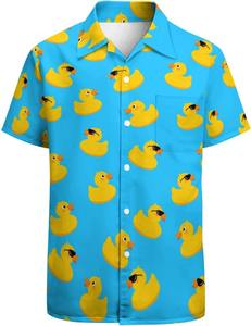 Camisa Ligera para Hombre, Manga Corta, Estampado Tropical Hawaiano, Casual de Playa, con Botones, Colorida, para Verano - Product Image 1