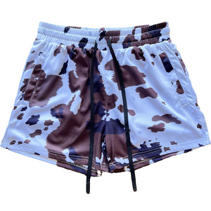 Shorts pour hommes à imprimé vache, taille élastique, séchage rapide, shorts de sport, motif blanc, noir, marron, vêtements décontractés - Product Image 2