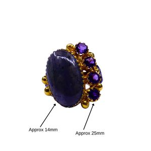 Wedding Wear 925 Sterling Silver Gold Plated Jewelry <b>Labradorite</b> Amethyst Gemstone Women Wear Classic <b>Ring</b> - Product Image 2