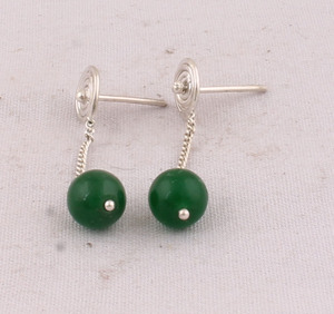 Natural <b>Green</b> Onyx Dangle <b>Earrings</b> 925 Sterling Silver Vintage Victorian Style Emerald <b>Green</b> Gemstone Drops Wholesale - Product Image 2