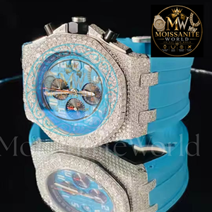 Montre-bracelet élégante en alliage de quartz avec boîtier carré, cadran de 42 mm, bracelet de 20 mm, aiguille en moissanite couleur D VVS1, montre de luxe de précision pour les soirées - Product Image 3