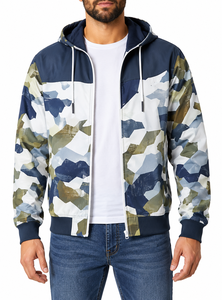 Veste à capuche zippée camouflage violette pour homme, style décontracté hip-hop, manteau bomber d'automne - Product Image 4