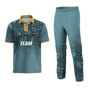 Ensemble d'uniformes de cricket personnalisés en gros, impression personnalisée, 100% polyester, léger, respirant, maillot et pantalon de cricket, vêtements de sport - Product Image 1