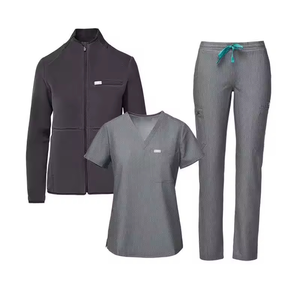 Ensemble d'uniformes médicaux personnalisés en polyester tricoté à manches courtes pour infirmières, motif Mandala Fig Adar, tenue de travail pour femmes, taille haute - Product Image 6