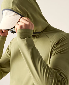 Sweat-shirt léger à capuche pour homme, vert olive, manches longues, coupe ajustée, tricoté, séchage rapide, décontracté, pour le printemps, prix abordable, 160 g - Product Image 4