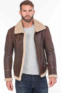 High Quality Full Grain Leather <b>Men's</b> Winter Leather <b>Jacket</b> Sherpa Lining Motorbike Style Custom Windproof Leather <b>Jacket</b> - Product Image 5