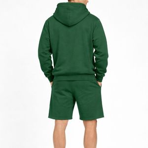 Mens Winter Grey <b>Knitted</b> Fleece Hoodie Short <b>Set</b> Ultra-Soft 100% Cotton Adjustable Drawstring Relaxed Fit Warm Comfortable - Product Image 4