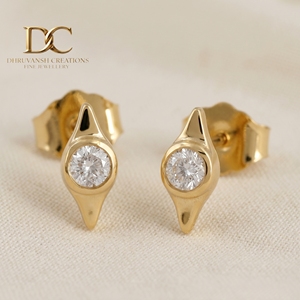 Nouveauté : Boucles d'oreilles en or massif 14 carats avec diamant de laboratoire certifié IGI, taille brillant rond, pour fiançailles, mariage, bijoux pour femmes - Product Image 2