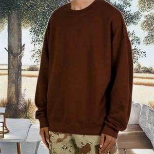 Pull ras du cou confortable pour homme en molleton 100 % coton, uni, doux, durable, hiver, avec logo personnalisé brodé, 300g, écologique - Product Image 4