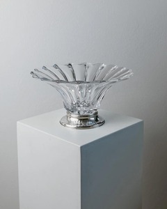 Elegant Glass Decorative Bowl With Silver Base Perfect For Table Centerpiece And Modern Home Decor Styling Wholesale From India - Product Image 1
