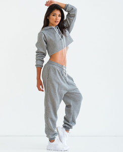 Conjunto de Sudadera con Capucha Gris para Mujer, Pantalones Largos de Chándal de Color Sólido, Chándal Informal de Corte Holgado con Cierre de Cordón - Product Image 2