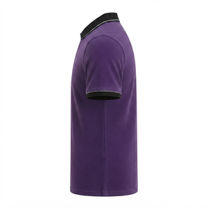 Camiseta de Golf Casual Personalizada para Hombre, Color Morado, Manga Corta, 100% Poliéster, Antiarrugas, Logotipo Frontal Impreso por Transferencia de Calor, Color Negro - Product Image 2