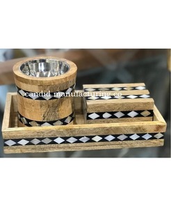 Ensemble d'encensoirs en bois faits à la main avec incrustation de nacre, porte-bukhoor avec plateau et boîte pour la décoration de la maison - Product Image 4