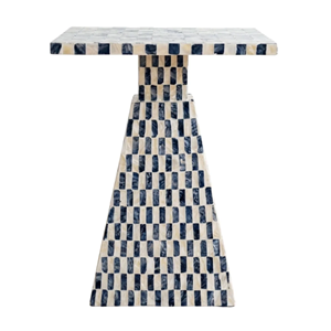 Table d'appoint artisanale en nacre incrustée, style antique, durable et écologique, pour salon bohème - Product Image 3