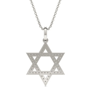 Collier pendentif étoile de David en or blanc 14 carats avec breloque en moissanite, chaîne à maillons hexagonaux, cadeau de bijoux - Product Image 3